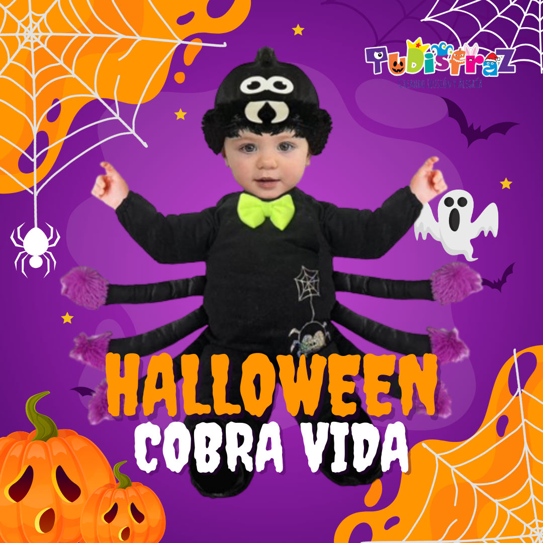 Disfraz de Araña para Bebé, Niños y Niñas - Disfraces para Día de Muertos - Traje de Halloween Arañita Negra - Black Spider.