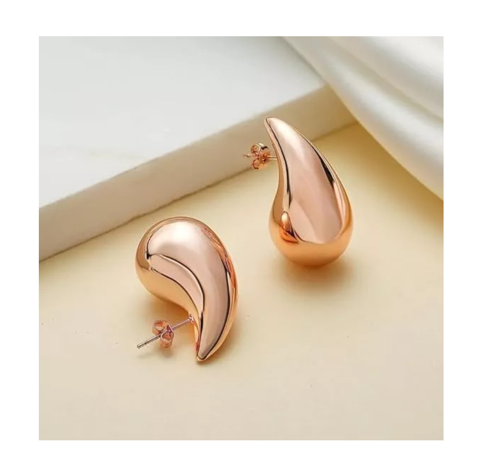 Aretes De Gota Bottega 3 Pares Dorado, Plata Y Oro Rosado.