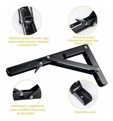 Soporte Ménsula Brazo P/repisa Abatible Plegable Par Negro.