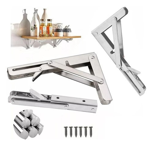Soporte Ménsula Brazo P/repisa Abatible Plegable Par plata.