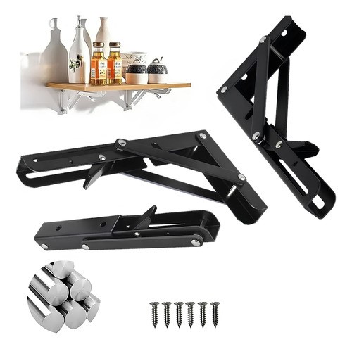 Soporte Ménsula Brazo P/repisa Abatible Plegable Par Negro.