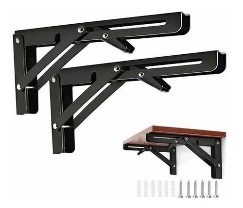 Soporte Ménsula Brazo P/repisa Abatible Plegable Par Negro.