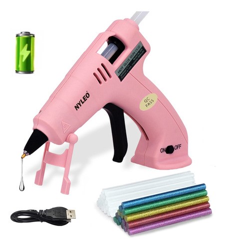 Pistola De Silicona Eléctrica E Inalámbrica Con Usb rosa.