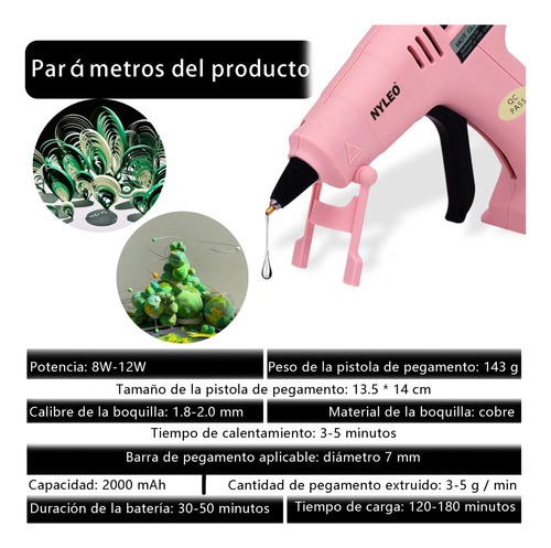 Pistola De Silicona Eléctrica E Inalámbrica Con Usb rosa.