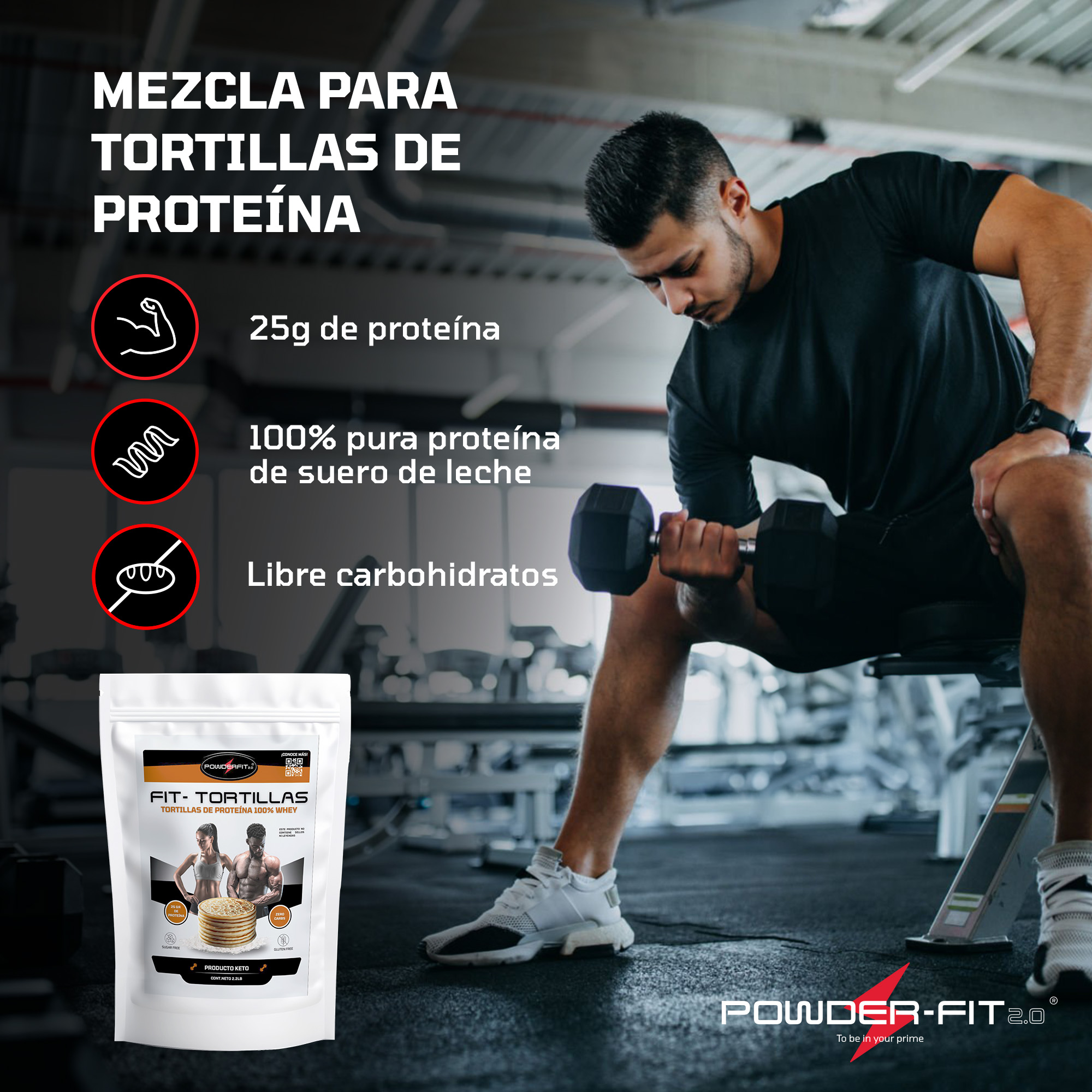 POWDER FIT | Mix para Tortillas de Proteina Fit-Tortilla | 100% Whey Protein | Sin Azucar - Sin Carbohidratos - Gluten Free | Snacks Saludables | Ideal para Dieta Keto y Gente Fit | Bolsa 1Kg/2.2 lb.