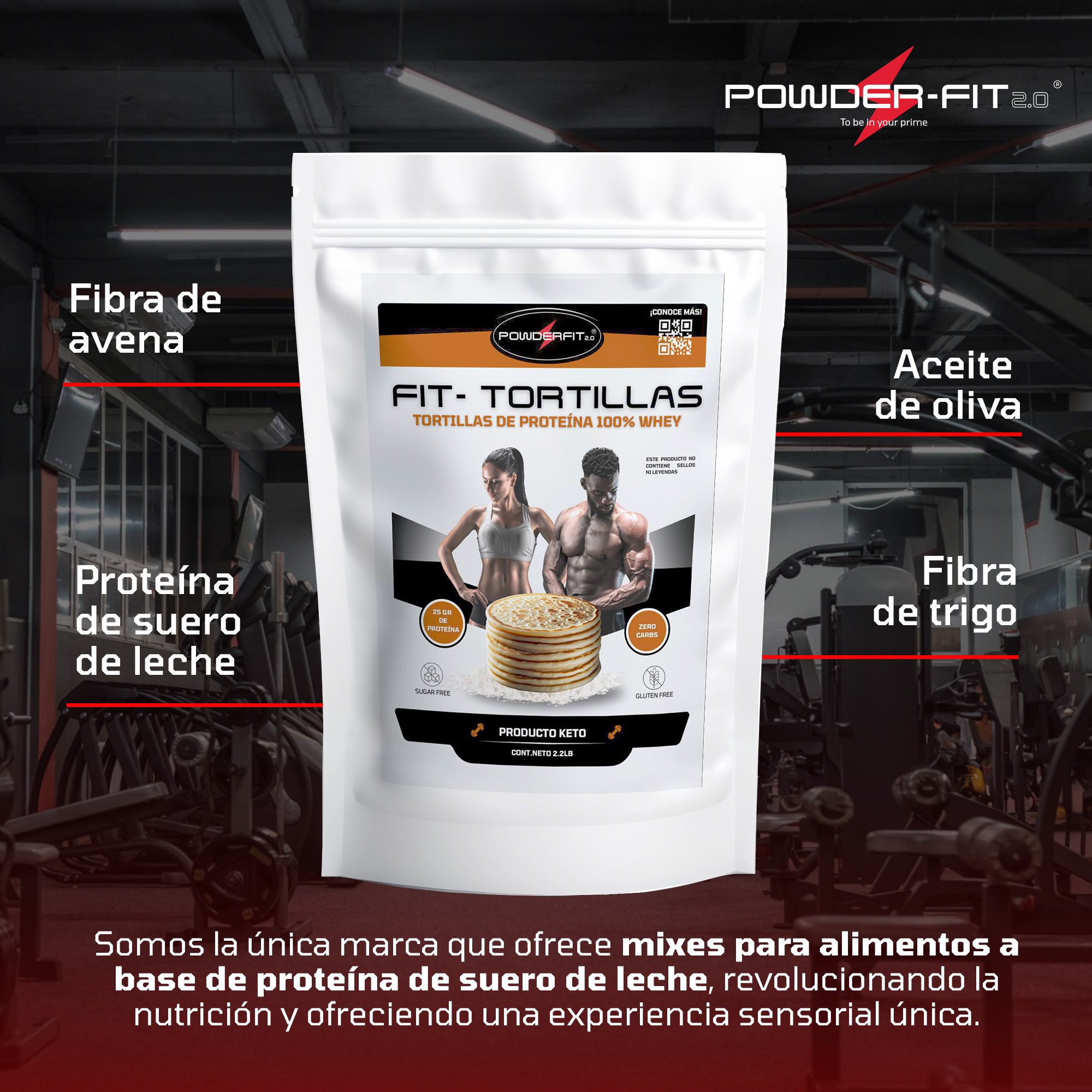 POWDER FIT | Mix para Tortillas de Proteina Fit-Tortilla | 100% Whey Protein | Sin Azucar - Sin Carbohidratos - Gluten Free | Snacks Saludables | Ideal para Dieta Keto y Gente Fit | Bolsa 1Kg/2.2 lb.