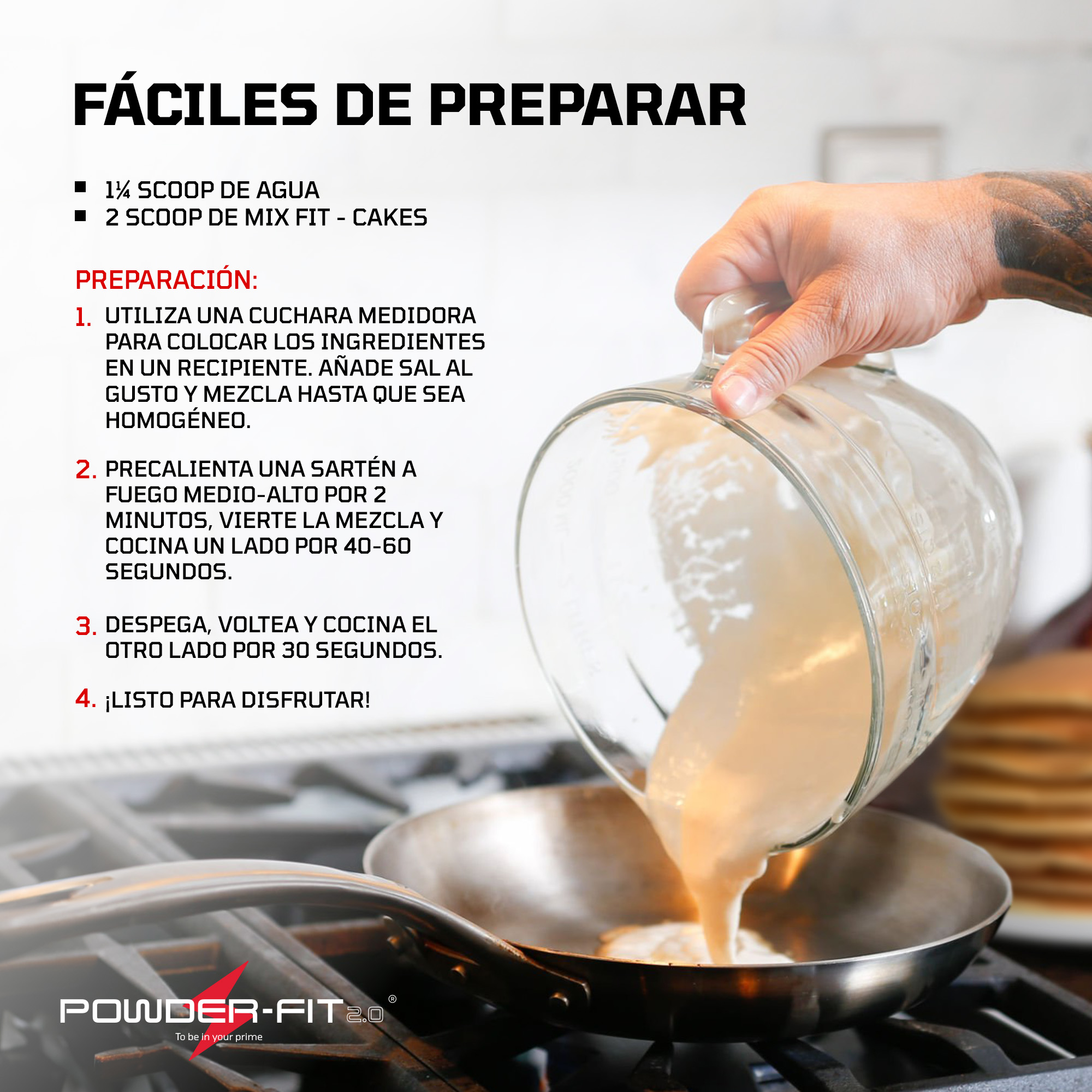 POWDER FIT | Mix para Tortillas de Proteina Fit-Cake | 100% Whey Protein | Sin Azucar - Sin Carbohidratos - Gluten Free | Snacks Saludables | Ideal para Dieta Keto y Gente Fit | Bolsa 1Kg/2.2 lb.