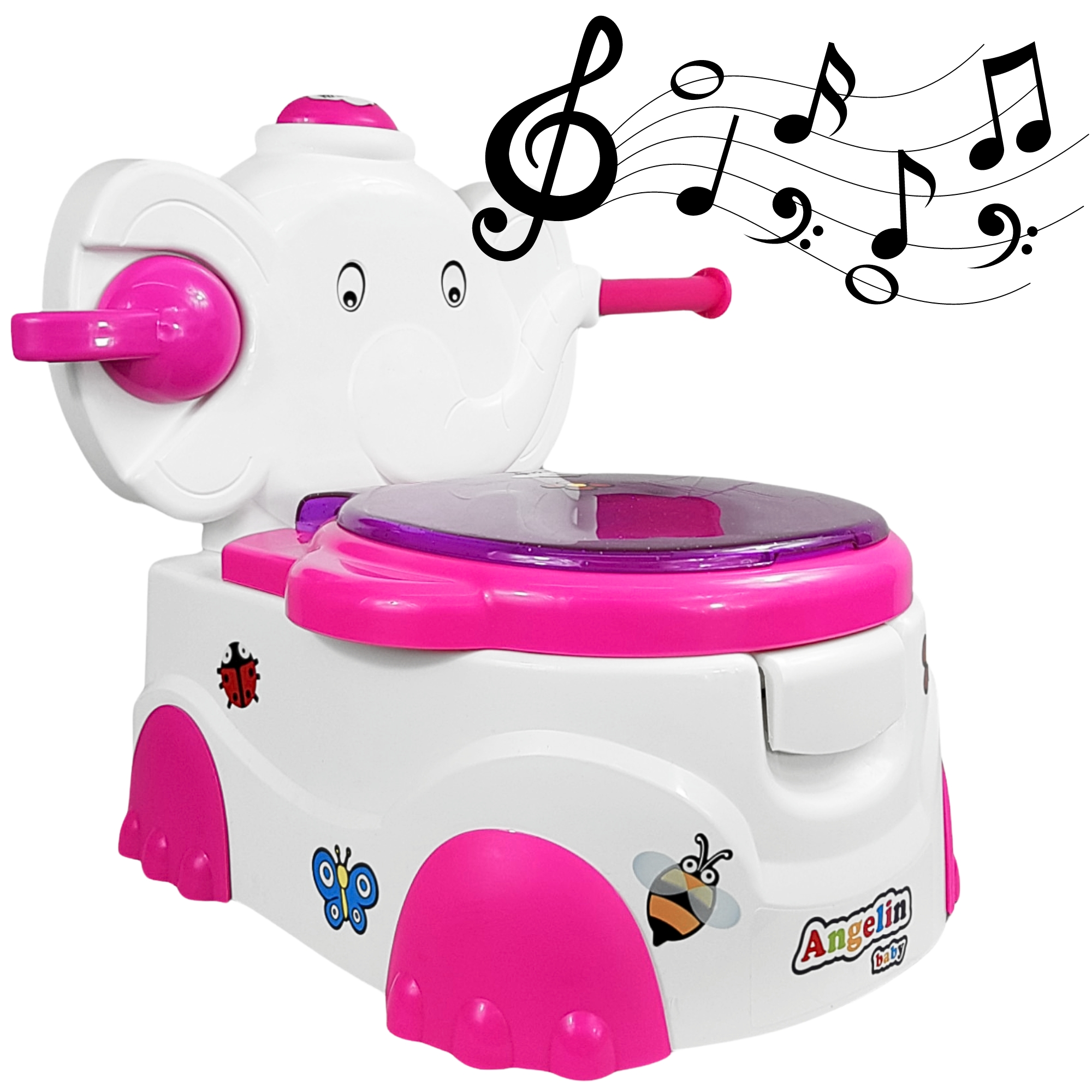 Baño Entrenador Musical para Niño Niña Dispensador de Papel  - Rosa.