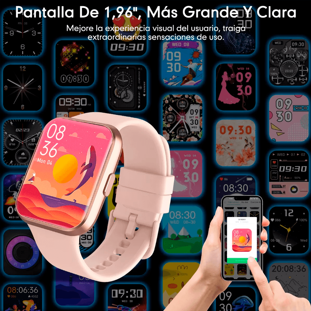 Reloj Inteligente Para Damas Smartwatch Pantalla Tactil Mas Audífonos 1 Hora Bluetooth Inalámbricos Wireless In-ear Aerbuds.