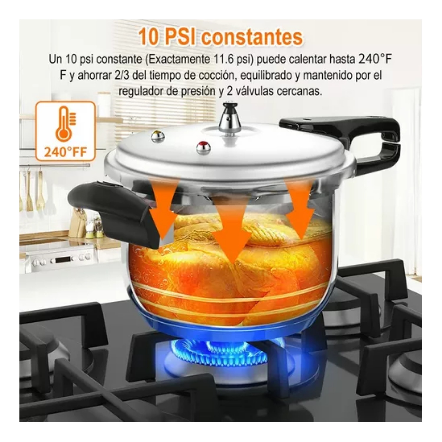 Olla De Presion Aluminio 9l Compatible Estufa De Inducción.