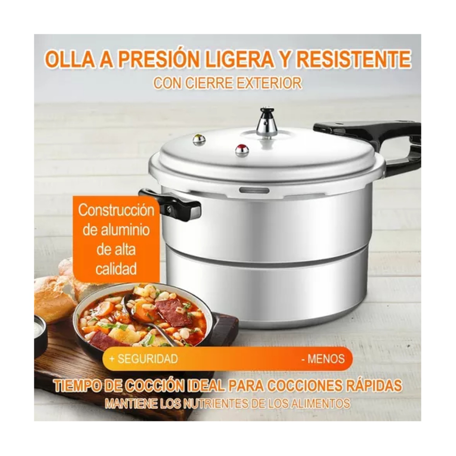 Olla De Presion Aluminio 9l Compatible Estufa De Inducción.