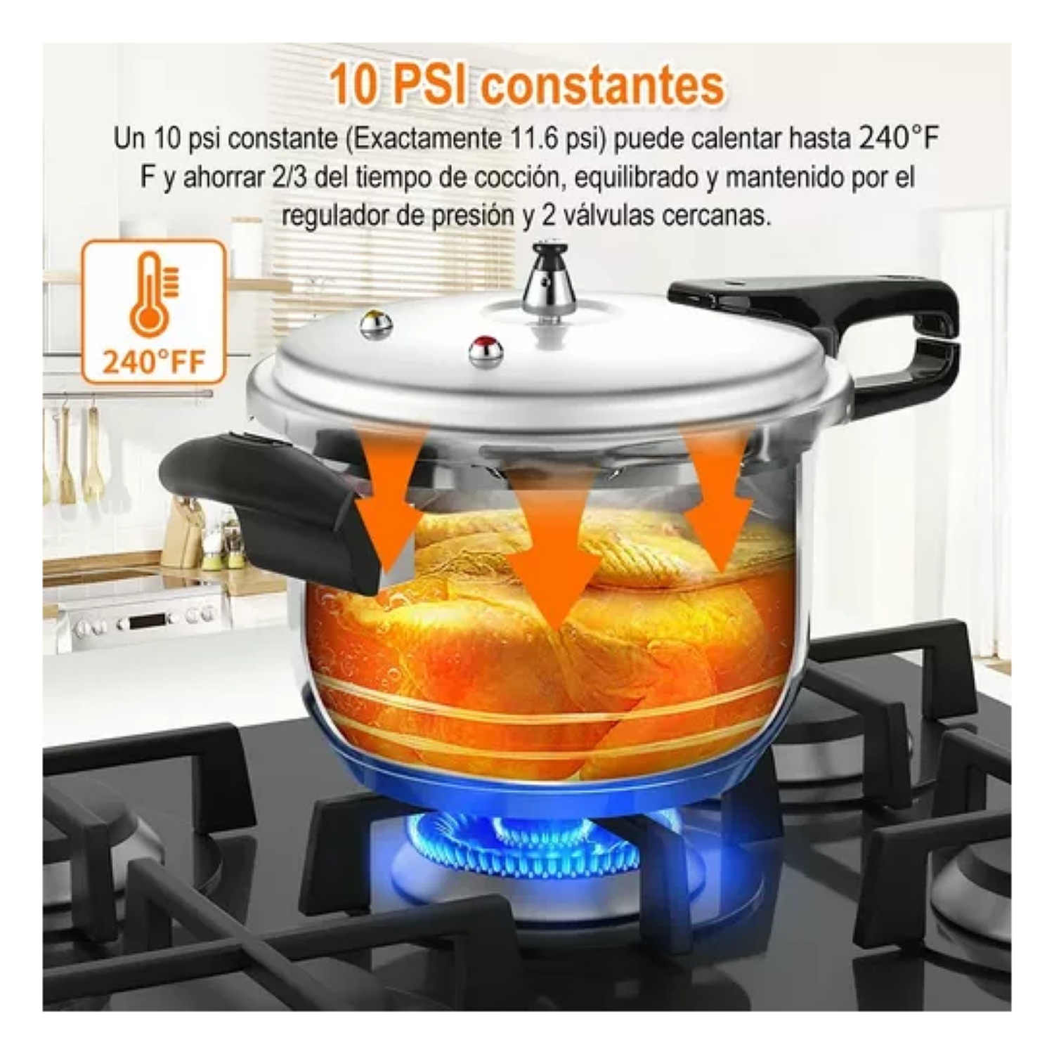 Olla De Presion Aluminio 9l Compatible Estufa De Inducción.