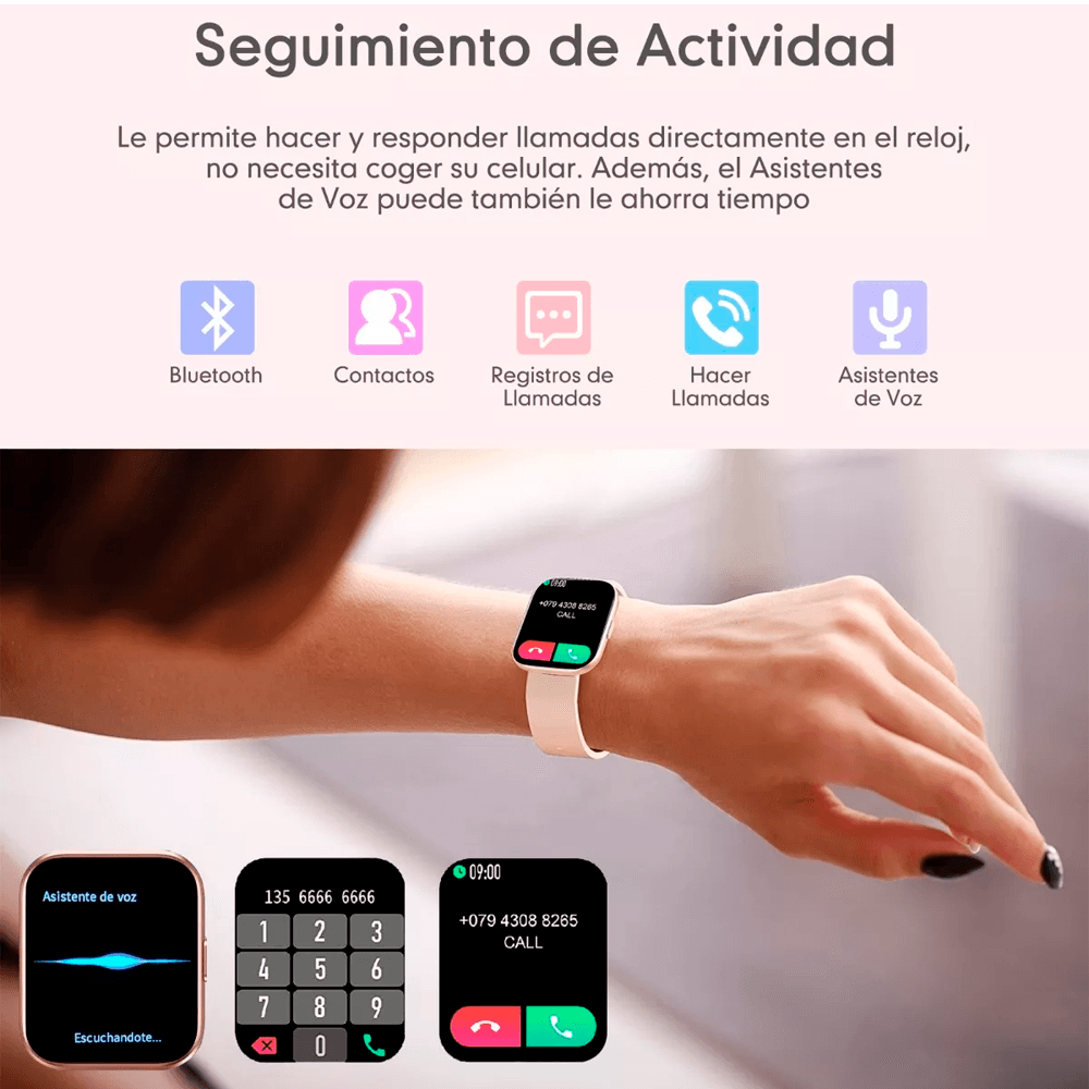 Reloj Inteligente Para Damas Smartwatch Pantalla Tactil Mas Audífonos 1 Hora Bluetooth Inalámbricos Wireless In-ear Aerbuds.