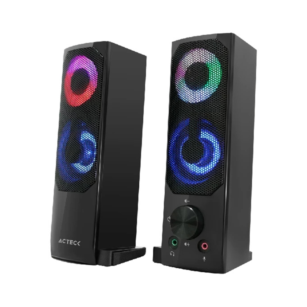 BOCINAS 2.0 ACTECK BRICK AS450/USB A 6W/CONEX 3.5 NEGRO .