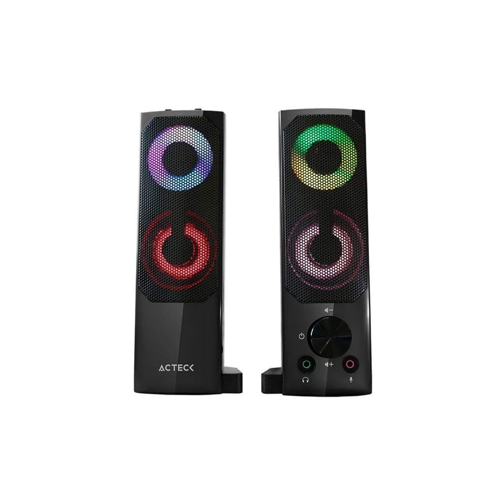 BOCINAS 2.0 ACTECK BRICK AS450/USB A 6W/CONEX 3.5 NEGRO .