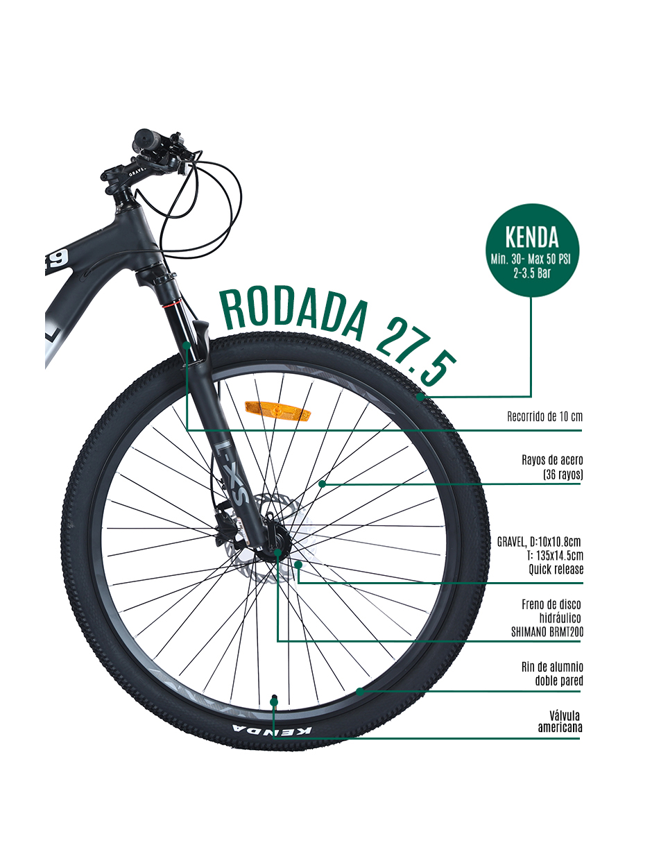BICICLETA MTB ANDES R27.5 24V NEGRO/ PLATA L 19.