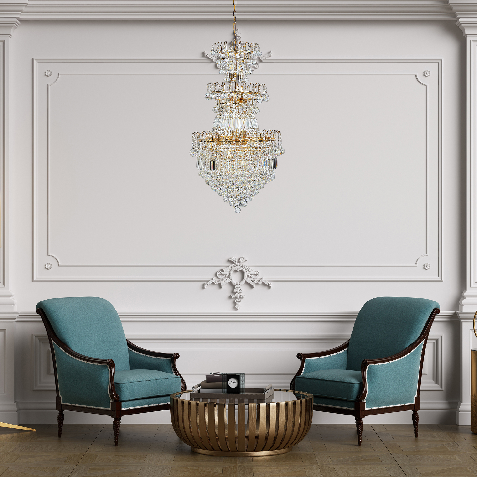 Candil Colgante Cristal Cortado K9 Imperio De 13 Luces E26 GD.