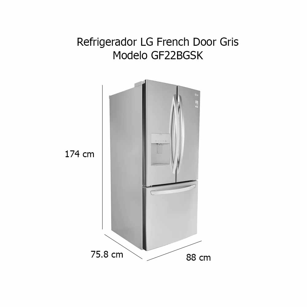 Refrigerador LG 22 Pies French Door Gris 