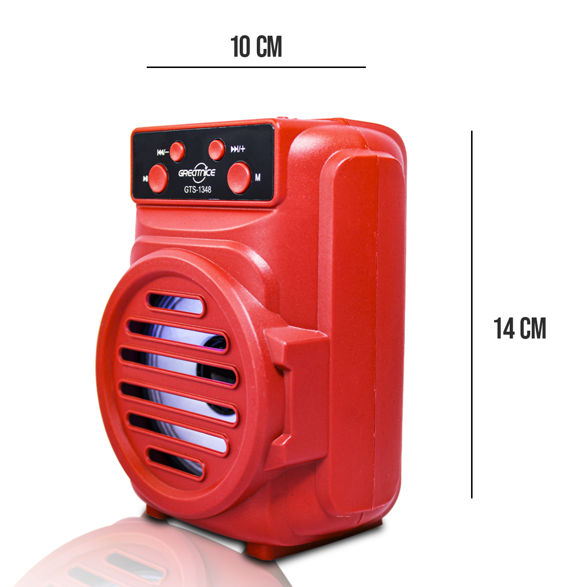 Bocina Rojo Greatinice 3 Pulgas Bluetooth Gts-1348 Luz Led.