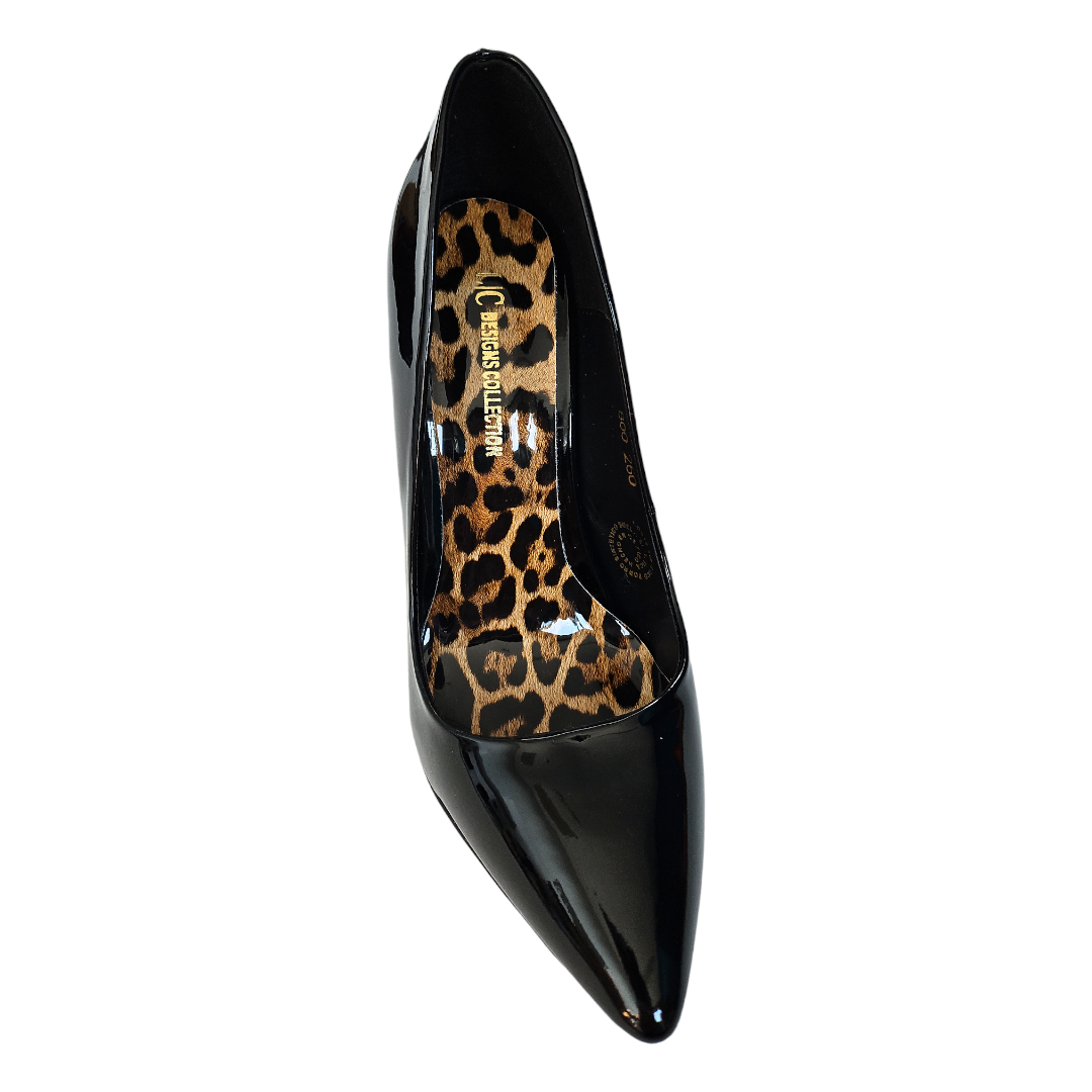 Zapato Stiletto charol negro LC DESIGNS COLLECTION.
