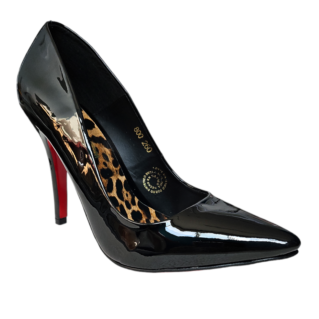 Zapato Stiletto charol negro LC DESIGNS COLLECTION.