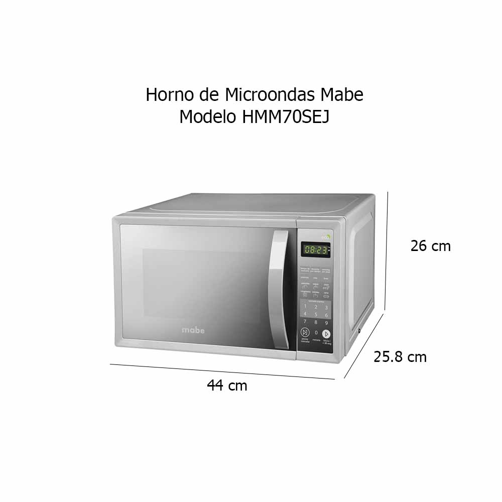 Horno de Microondas 0.7 Pies Cúbicos Mabe HMM70SEJ.