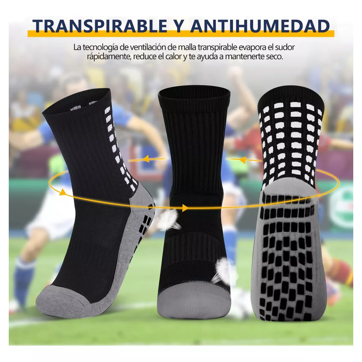 Juego 8 Par Calcetin Media Deportivos Fútbol Antideslizantes Colors.