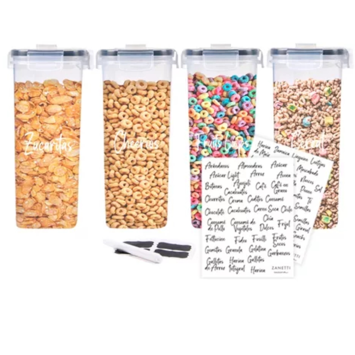 Recipientes De Plástico Para Cereal - Zanetti - 4 Unidades.