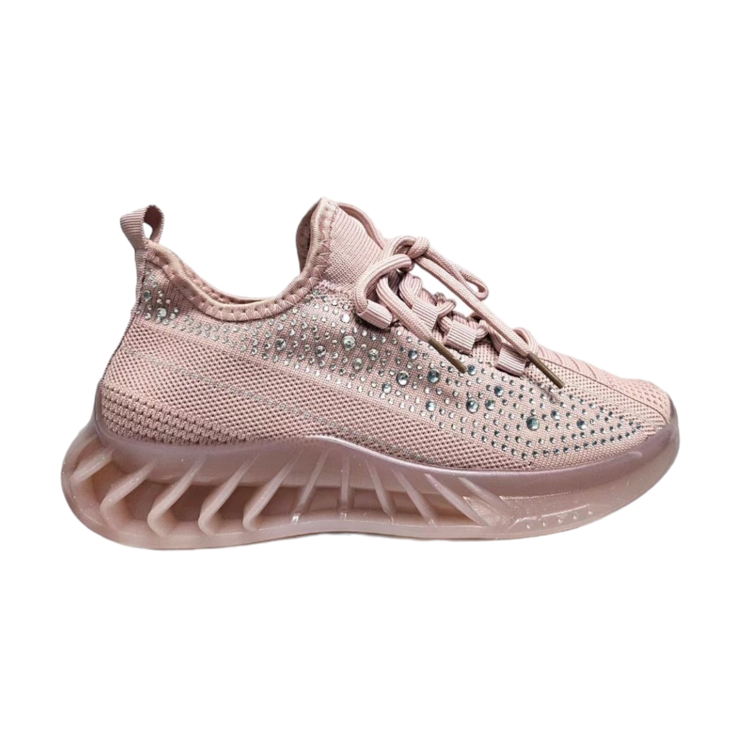 Tenis Deportivo Color Rosa Con Pedrería.