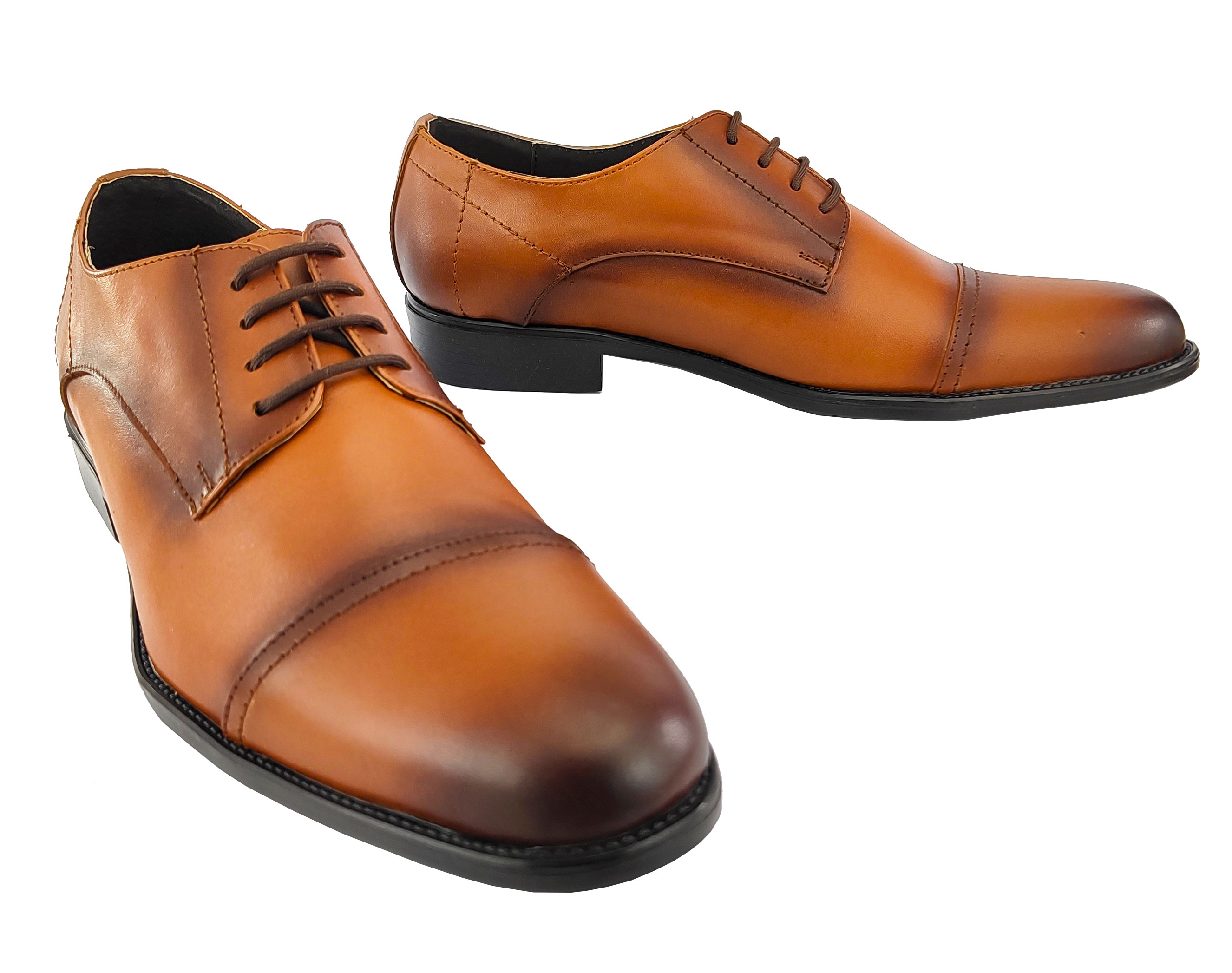 Zapato Derby AH GUSTO Casual Para Hombre De Piel Suave Con Agujetas color Cogñac.