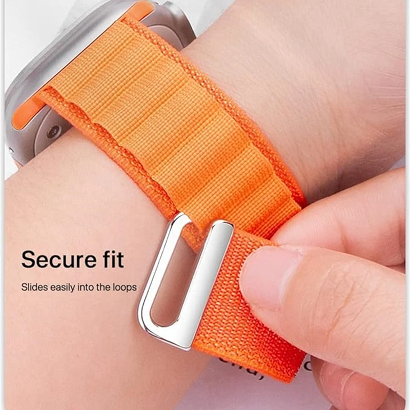 Correa Alpine Loop para Apple Watch, pulsera ajustable de 49mm, 45mm, 44mm, Compatible con iWatch Ultra, Color Naranja.