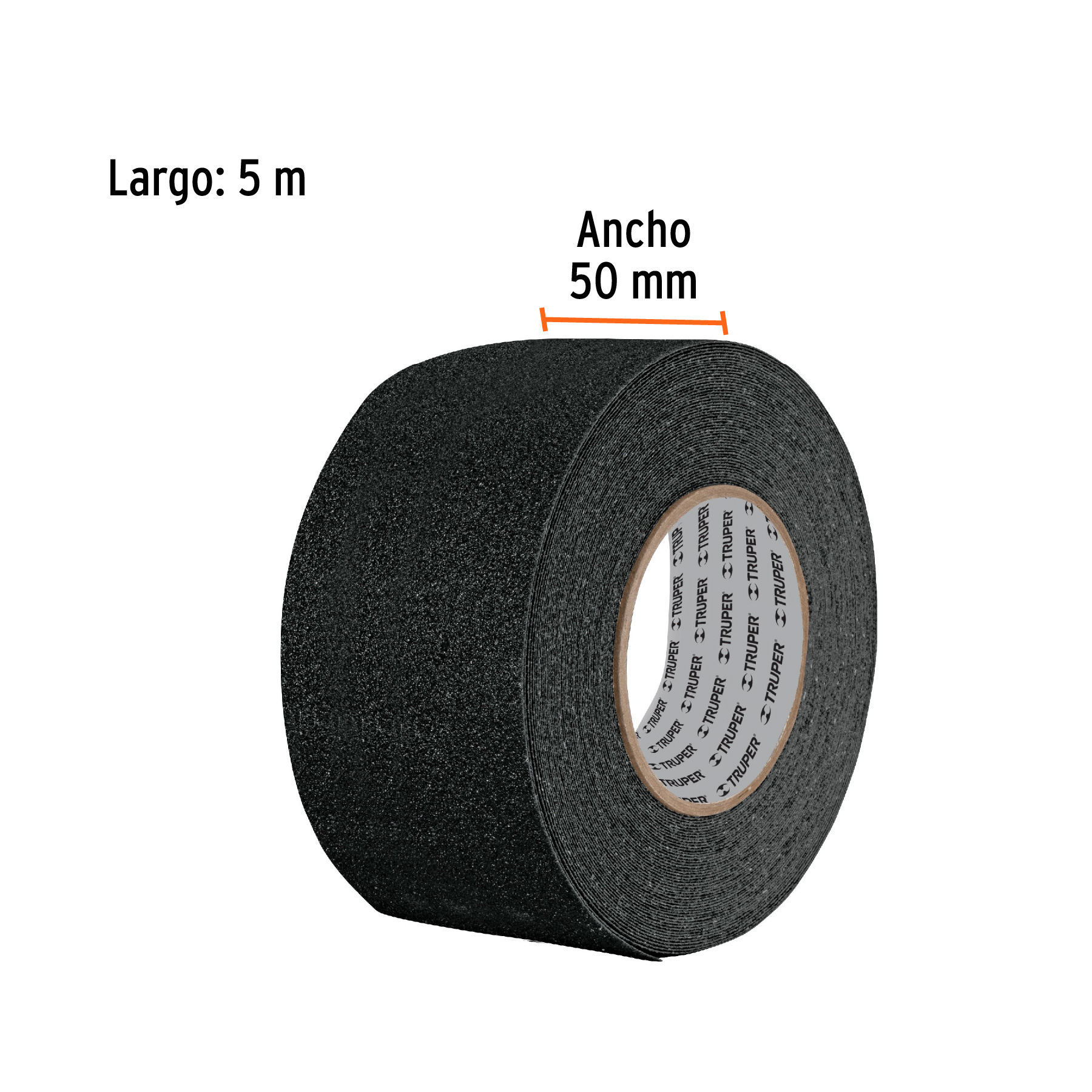 CINTA ADHESIVA ANTIDERRAPANTE EN ROLLO 50 MM NEGRA TRUPER 12532.