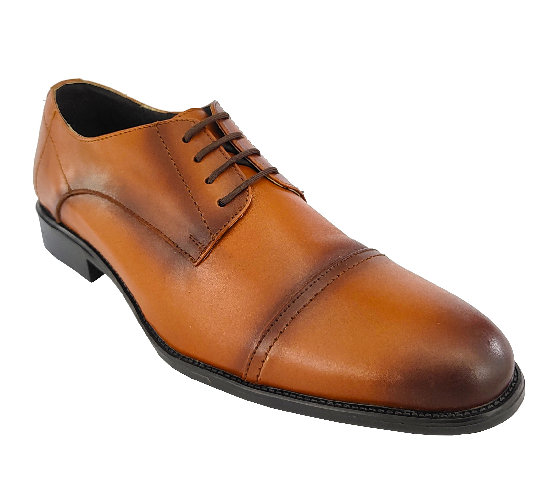 Zapato Derby AH GUSTO Casual Para Hombre De Piel Suave Con Agujetas color Cogñac.