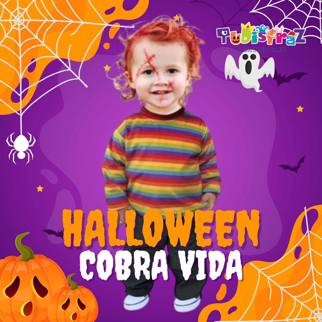 Cosplay - Disfraz de Halloween - Traje de Muñeco con Peluca - Disfraces para Bebés y Niños.