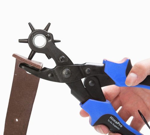 Kit Pinza Sacabocados Ojilladora Perforadora Para Cinturón azul negro.
