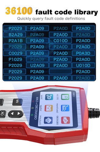 Escaner Multifuncional Automotriz Obd2 36100 Códigos Avería rojo plata.