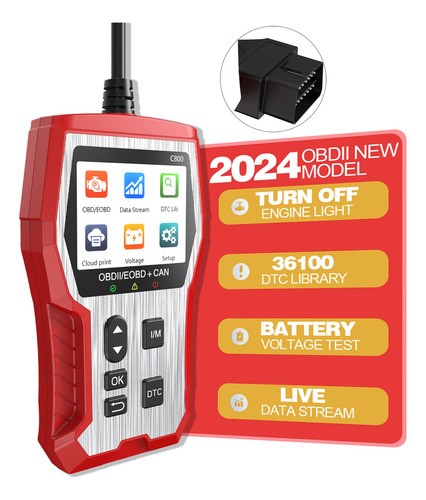 Escaner Multifuncional Automotriz Obd2 36100 Códigos Avería rojo plata.