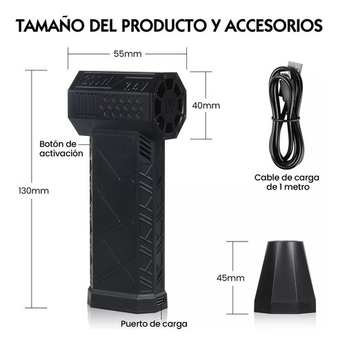 Ventilador Turbo Mini Jet De 130000 Rpm 52 M/s , Sopladora.