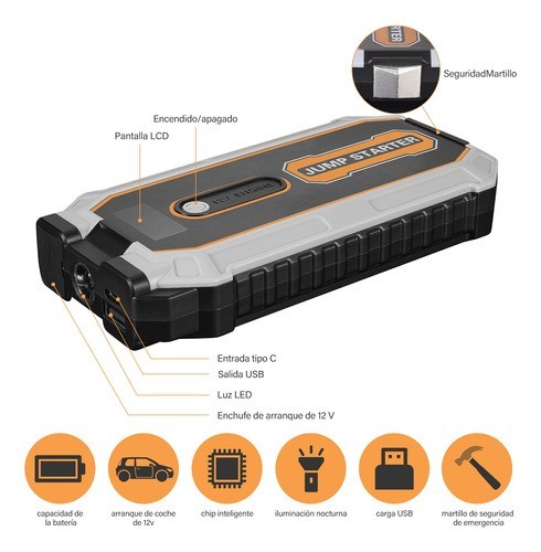 Arrancador De Batería De Coche Portátil 2000a, Jump Starter.