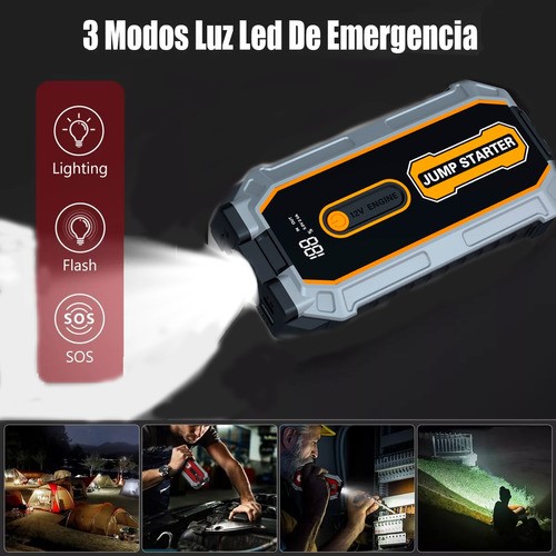 Bateria Coche Arranque Emergencia negro gris amarillo.
