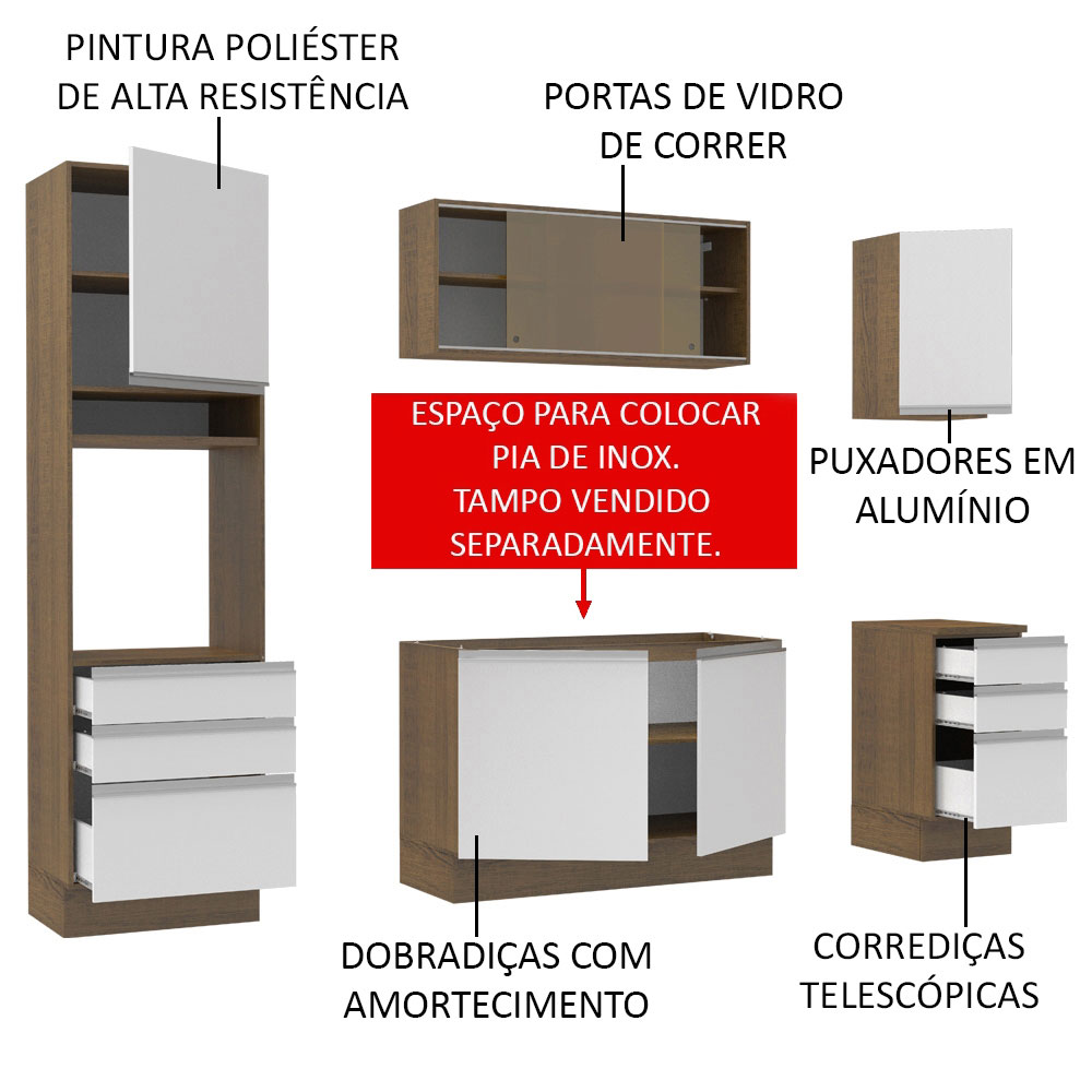 Cocina Integral Completa Modular Madesa Glamy 220cm MB 01