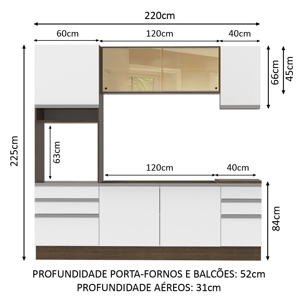 Cocina Integral Completa Modular Madesa Glamy 220cm MB 01
