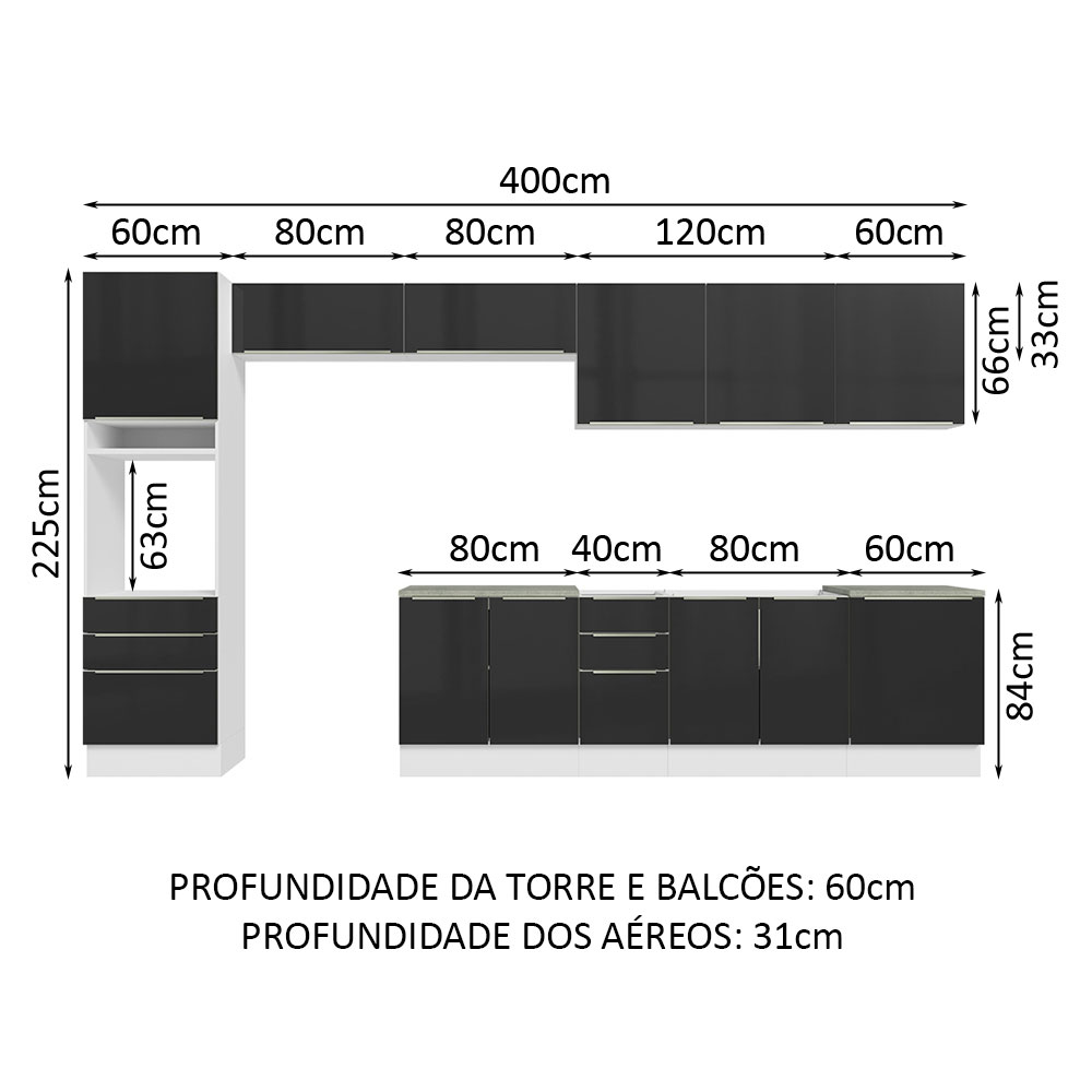 Cocina Integral Completa Modular Madesa Marcela 280cm BM 03