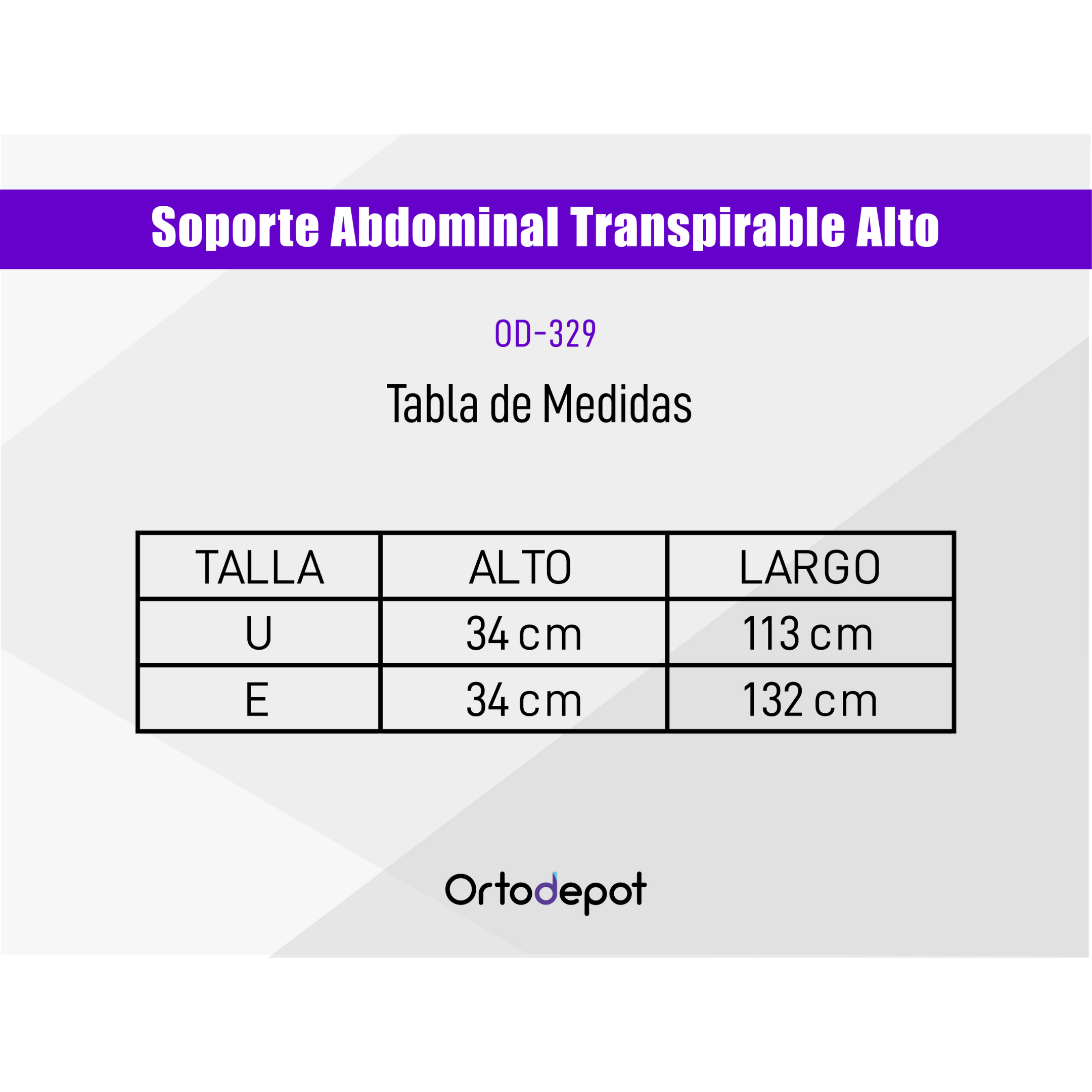 Soporte Abdominal Transpirable Alto.