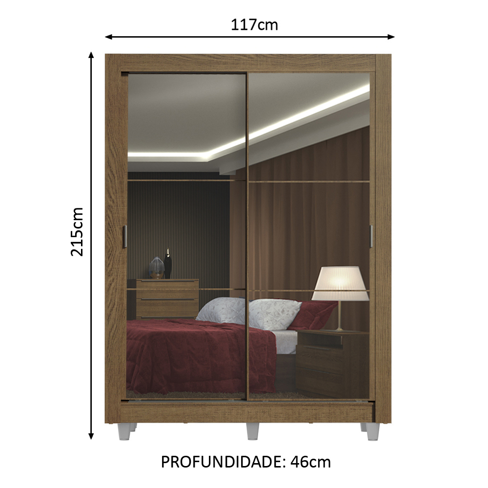 Ropero Closet Madesa 2 Puertas 2 Espejos Con Pies MM