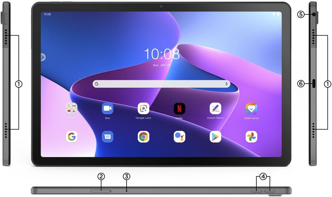 Lenovo Tab M10 Plus Gen 3 | 10.6" 2K | Qualcomm Snapdragon SDM680 | 4GB RAM, 128GB Almacenamiento Memoria Expandible | Android 12 | Dolby Atmos 