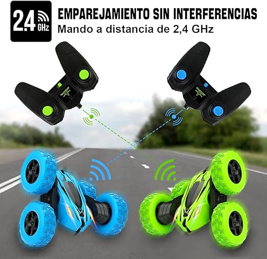E T EASYTAO Carro de Control Remoto, Coche Control Remoto para Niño 4WD, Todoterreno Acrobático RC 2.4GHz, Rotación de 360 ° Carro Montable Recargable, Regalos de Juguetes para Día del Niño (Verde).