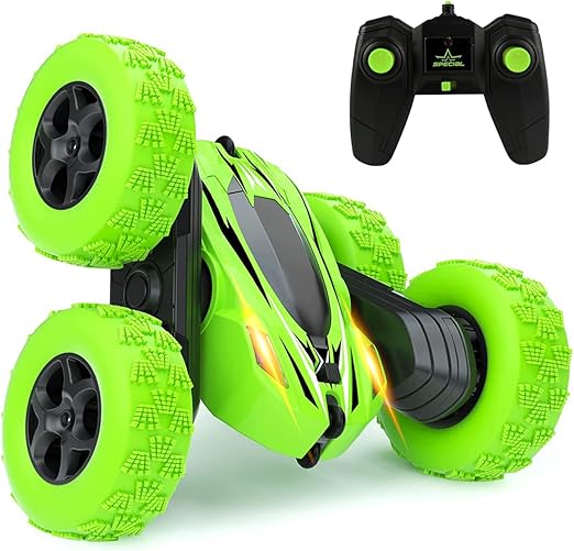 E T EASYTAO Carro de Control Remoto, Coche Control Remoto para Niño 4WD, Todoterreno Acrobático RC 2.4GHz, Rotación de 360 ° Carro Montable Recargable, Regalos de Juguetes para Día del Niño (Verde).