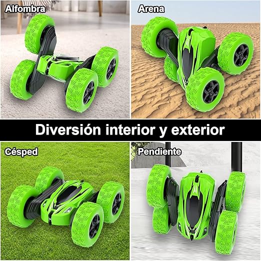 E T EASYTAO Carro de Control Remoto, Coche Control Remoto para Niño 4WD, Todoterreno Acrobático RC 2.4GHz, Rotación de 360 ° Carro Montable Recargable, Regalos de Juguetes para Día del Niño (Verde).