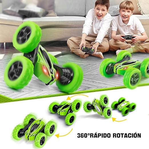 E T EASYTAO Carro de Control Remoto, Coche Control Remoto para Niño 4WD, Todoterreno Acrobático RC 2.4GHz, Rotación de 360 ° Carro Montable Recargable, Regalos de Juguetes para Día del Niño (Verde).
